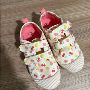Canvas Kids Sneakers in Cream with Pink Fruit Print